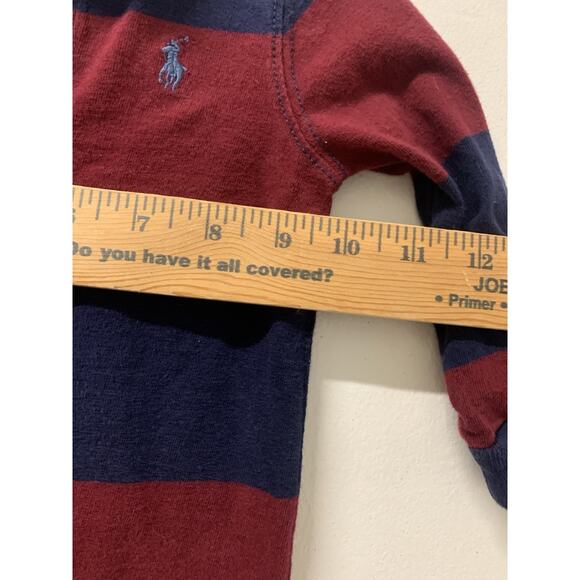 Ralph Lauren Baby Romper Rugby Stripes One Piece Pony Logo Size 9 - Picture 5 of 7